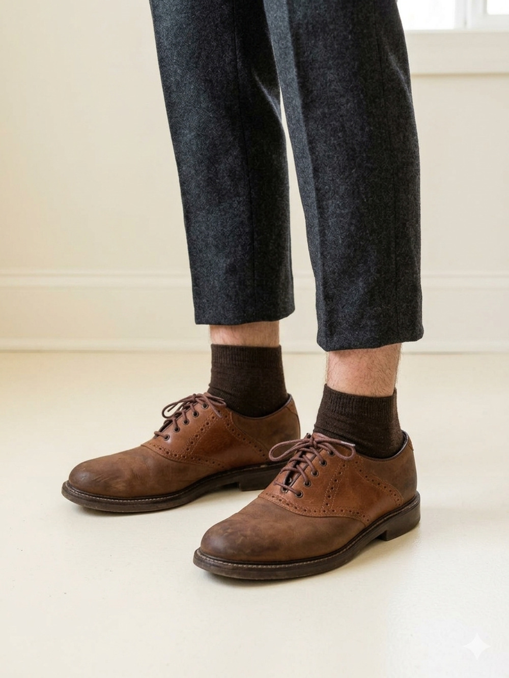 Johnston & Murphy Fic First In Comfort Men's Oxford 9.5 M Brown Two-tone Leather